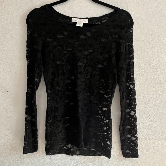 The Limited Tops - The Limited Black Sheer Long Sleeve Lace Top | Size Small
